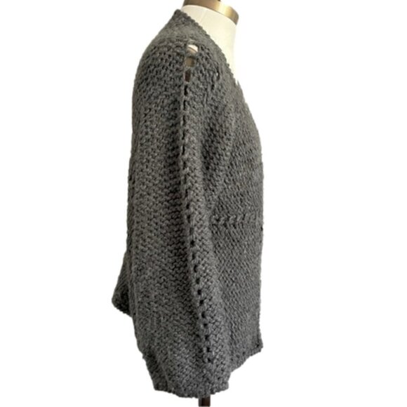 House of Harlow Gray Wool Alpaca Chunky Open Cardigan Sweater - S/M - Picture 4 of 11
